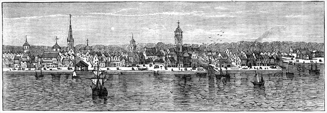 New York in the middle of the 18th century, (c1880). Artist: Unknown