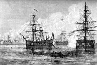 The attack on Sullivan's Island, South Carolina, 1776 (c1880). Artist: Unknown