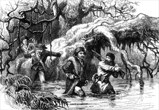 Clark and his soldiers crossing the Wabash, c1778-1779 (c1880). Artist: Unknown