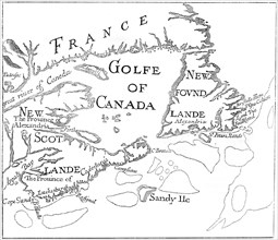 Old map of Acadia, 17th century (c1880). Artist: Unknown