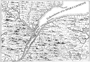 Map of the course of the River St Lawrence as far as Quebec, 1730 (c1880). Artist: Unknown