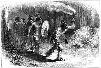 Tuscarora Indians tracking fugitives, late 17th-early 18th century (c1880). Artist: Unknown