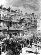 A street in New Orleans on election day, 1860 (c1880). Artist: Unknown