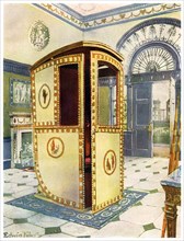 Painted and lacquered sedan chair with domed top, 1911-1912.Artist: Edwin Foley