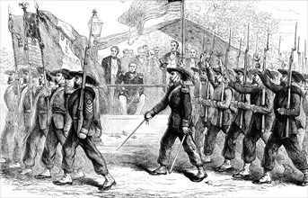 March past of the 'Garibaldi Guard' before President Lincoln, 1861-1865 (c1880). Artist: Unknown