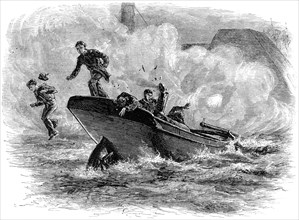 Lieutenant Cushing's attack on the 'Albemarle', c1880. Artist: Unknown
