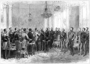 Investiture of Marshal MacMahon with the Spanish Order of the Golden Fleece, 1875. Artist: Unknown