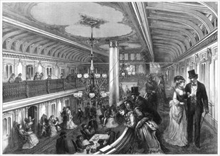Saloon of a steamboat, 1875. Artist: Henry Linton