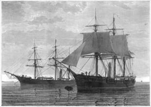 HMS 'Discovery' and HMS 'Alert', British Arctic expedition, 1875.Artist: Wells