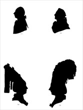 A study of four silhouettes, 1782 (1912). Artist: Unknown