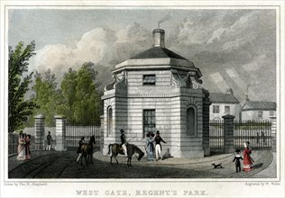West Gate, Regent's Park, London, 19th century.Artist: W Wallis
