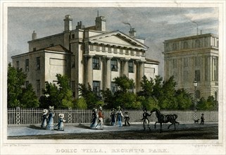 Doric villa, Regent's Park, London, 1828.Artist: W Watkins
