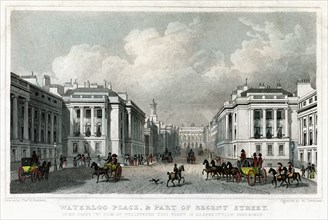 Waterloo Place and part of Regent Street, Westminster, London, 1828.Artist: William Tombleson