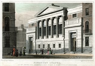 Finsbury Chapel, City of London, 1827.Artist: Thomas Barber