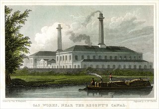 Gasworks by the Regent's Canal, London, c1830.Artist: A McClatchie