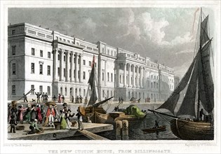 The new Custom House, from Billingsgate, City of London, c1830.Artist: William Tombleson