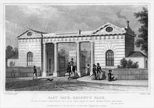 East Gate, Regent's Park, London, 1827.Artist: Thomas Barber