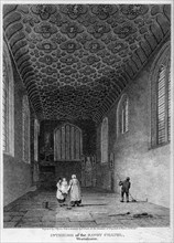 Interior of the Savoy Chapel, Westminster, London, 1809.Artist: J Byrne