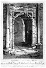 Entrance to St Erasmus's Chapel, Westminster Abbey, London, 1817.Artist: W Wallis