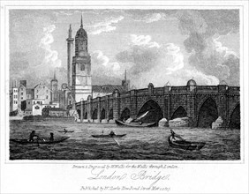 London Bridge, London, 1817.Artist: W Wallis