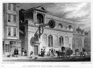 Church of St Dunstan in the West, Fleet Street, City of London, 1816.Artist: JB Allen