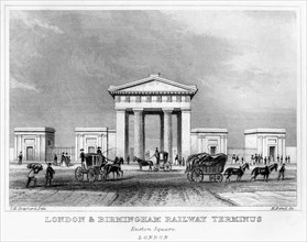 London and Birmingham Railway terminus, Euston Square, London, 19th century.Artist: H Bond