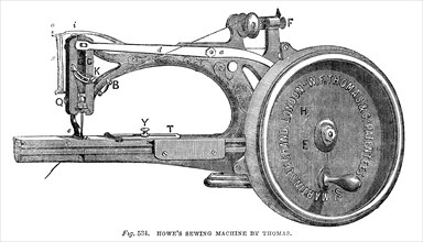 Howe's Sewing Machine, by Thomas, 1866. Artist: Unknown