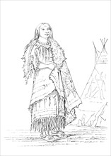 Portrait of 'Woman Who Strikes Many', Native American woman, 1841. Creator: Myers and Co.