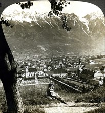 Innsbruck and the Bavarian Alps, Tyrol, Austria.Artist: Underwood & Underwood