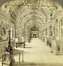 Interior of the Vatican Library, Rome, Italy.Artist: Underwood & Underwood