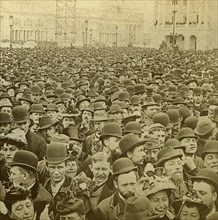Crowd at the opening of the Columbian Exhibition, Chicago, Illinois, USA, 1893.Artist: BW Kilburn