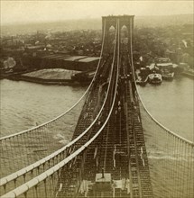 Brooklyn from one of the towers of the Suspension Bridge, New York, USA.Artist: Kilburn Brothers