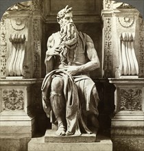 Michelangelo's statue of Moses, Church of San Pietro in Vincoli, Rome, Italy.Artist: Underwood & Underwood