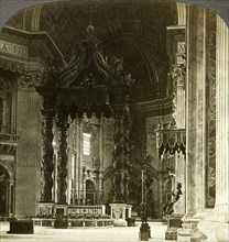 The great altar with its baldachin, St Peter's Basilica, Rome, Italy.Artist: Underwood & Underwood