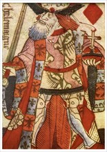 King of Diamonds from a French pack of playing cards, c1500 (1956). Artist: Unknown