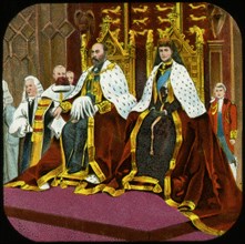 King Edward VII and Queen Alexandra, State Opening of Parliament, Westminster, c1902-1909. Artist: Unknown