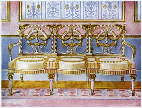 White gilt and painted settee, Pergolesi influence 1911-1912.Artist: Edwin Foley