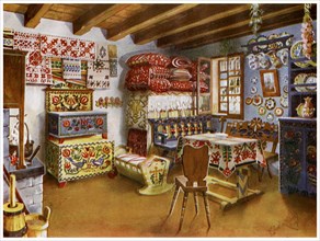 Austro-Hungarian peasant furniture, 1911-1912.Artist: Edwin Foley