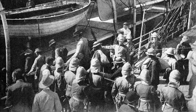 'Cronje's Captive Warriors, the Docks, Paardeberg', South Africa, 1900. Artist: Unknown