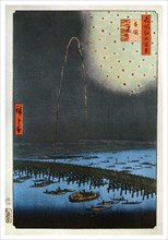 Fireworks at Ryogoku, Japan, 1858 (1956). Artist: Unknown