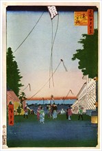 Flying kites, Japan, 19th century (1956). Artist: Unknown