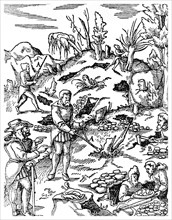 Prospecting for metals, 1556 (1956). Artist: Unknown