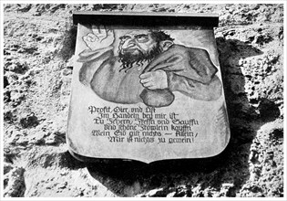 Anti-semitism: medieval inscription on the town wall, Rothenburg, Germany, (1956). Artist: Unknown