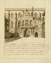 South view of the entrance to Guildhall, City of London, 18th century (1886).Artist: William Griggs