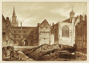 South-east view of Guildhall Chapel and Blackwell Hall, City of London, 1886. Artist: Unknown
