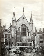 View of the east end of Guildhall and the Old Library, City of London, 1886. Artist: Unknown