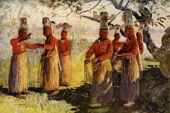 Masked dancers of Opaina, River Apaporis, Brazil. Artist: Unknown