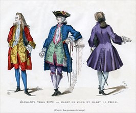 Dandy of c1729, court dress and town dress, (1882-1884).Artist: Tamisier