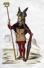 Gaul chief in battle dress carrying a standard, 1882-1884.Artist: Michelet