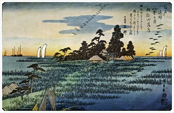 'Haneda No Rakugan' ('Geese Flying Home at Haneda'), 1830s (1925). Artist: Unknown